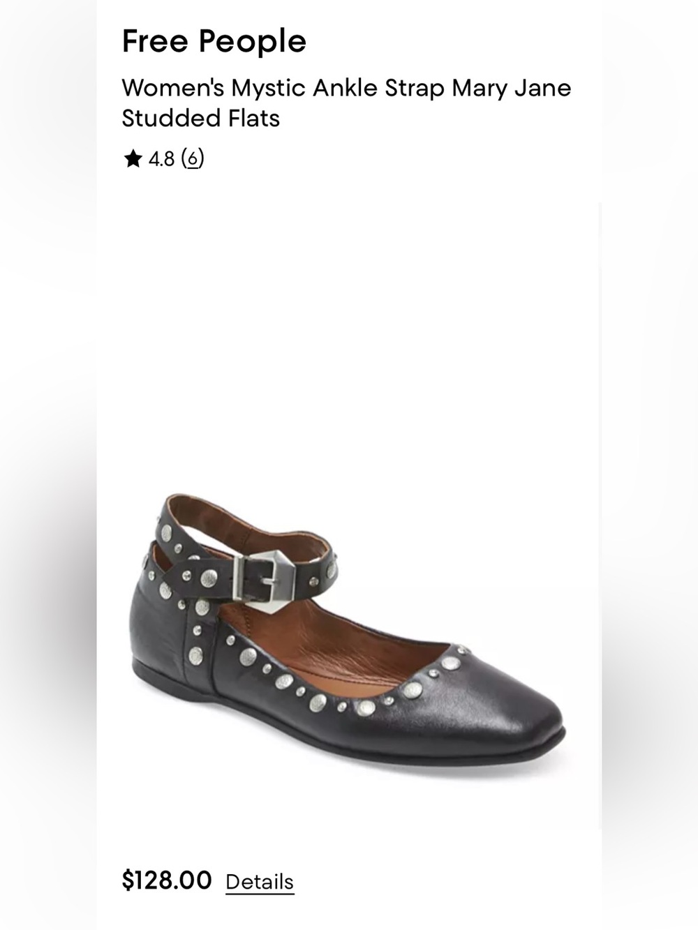🆕 Free People Mystic Mary Jane Studded Ankle Flats - Picture 5 of 10
